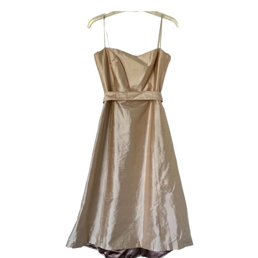 Jenny Yoo Champagne Satin Midi Dress
